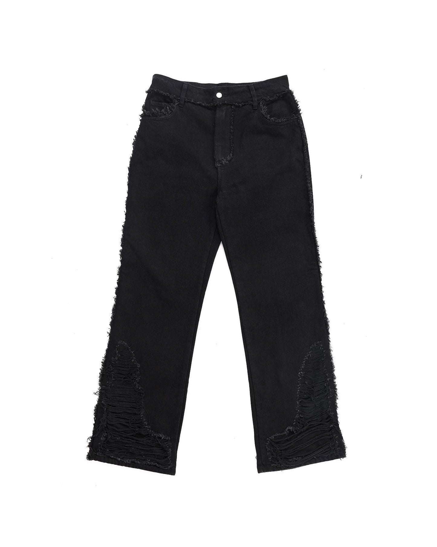 solid black stacked jeans