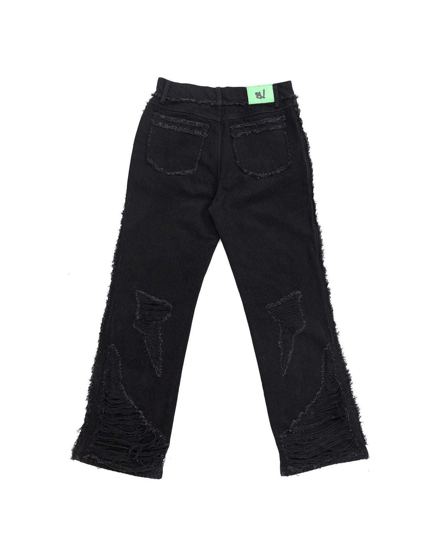 solid black stacked jeans